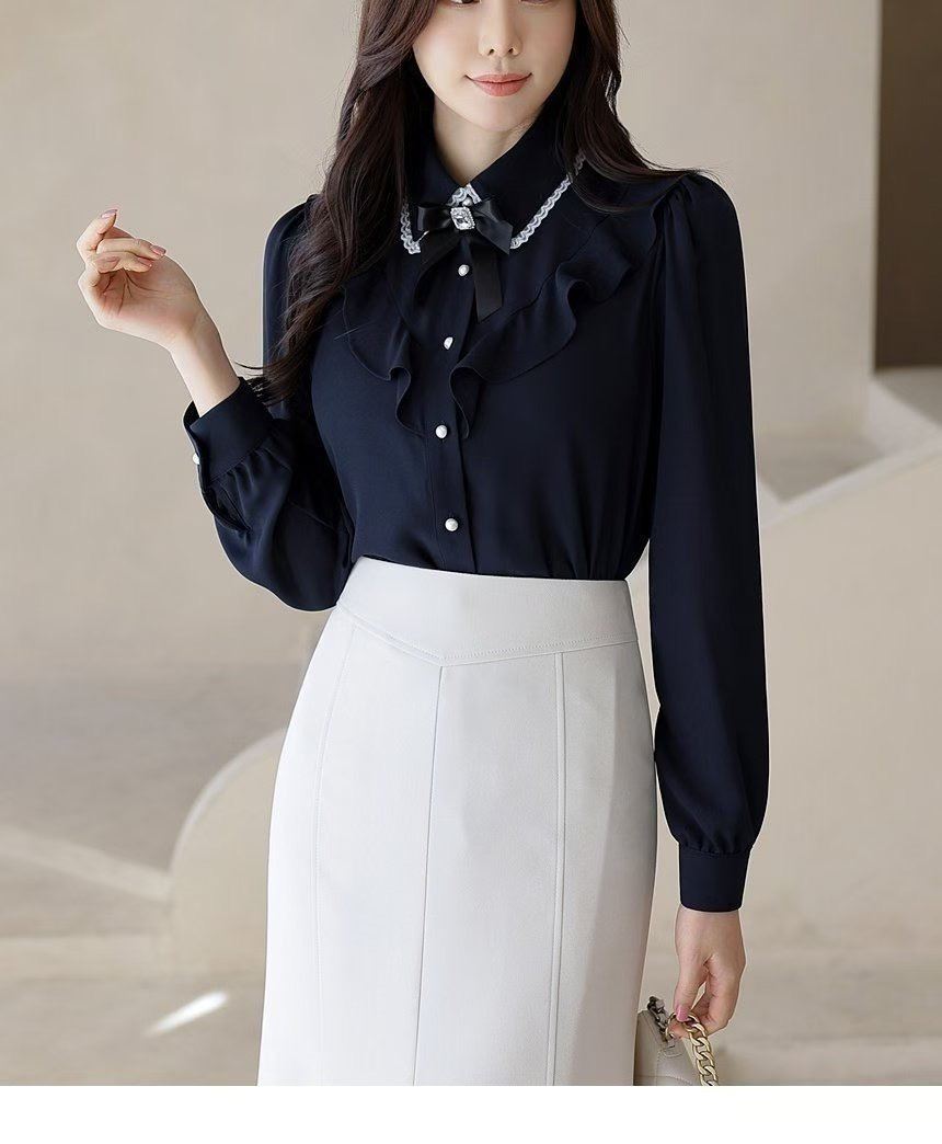 OLIVIA東大門㊣直郵女士新款真品推薦時尚休閑人氣襯衫蕾絲衫OLIVIA襯衫/蕾絲衫