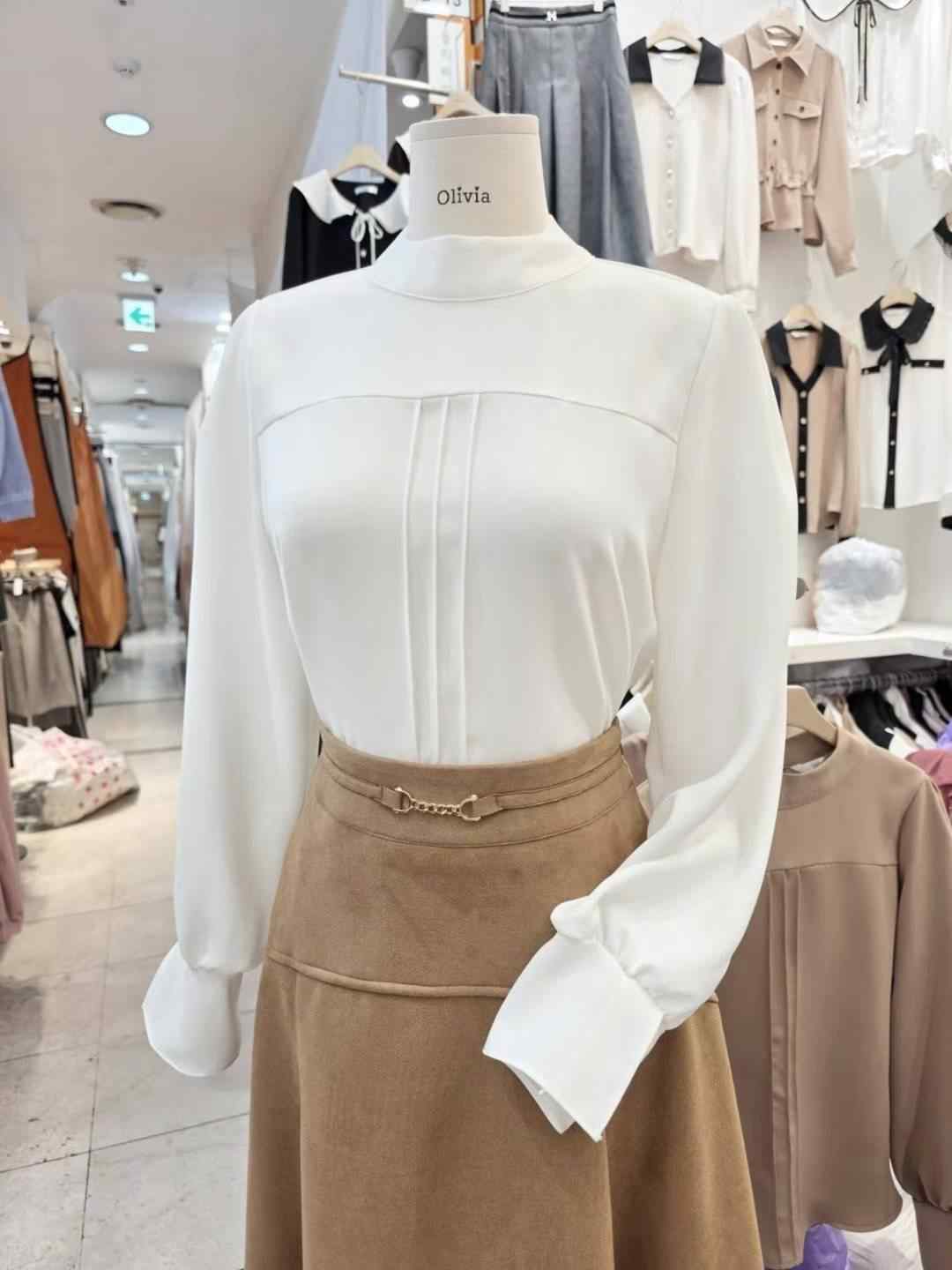 OLIVIA韓國代購㊣女士新品25秋冬人氣熱賣時尚休閑襯衫蕾絲衫OLIVIA襯衫/蕾絲衫