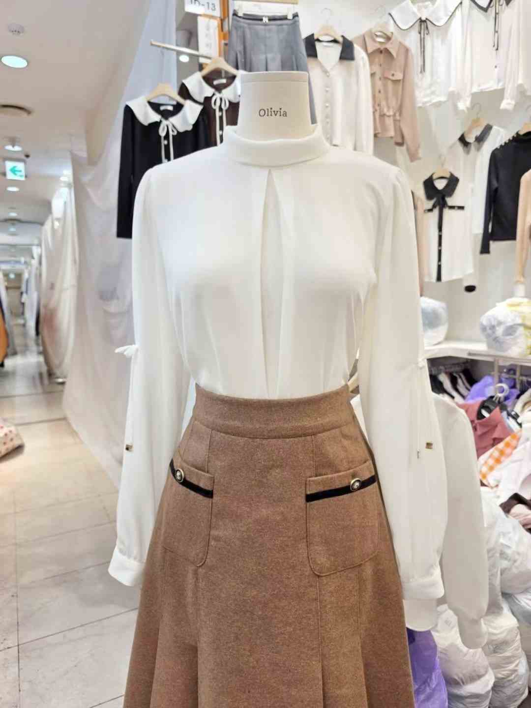 OLIVIA東大門㊣實拍女士新款25秋冬時尚人氣熱賣襯衫蕾絲衫OLIVIA襯衫/蕾絲衫