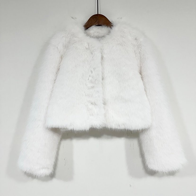 BADCALM韓國代購㊣女裝新品時尚休閑人氣熱賣短款大衣毛皮狐貍BADCALM短款大衣