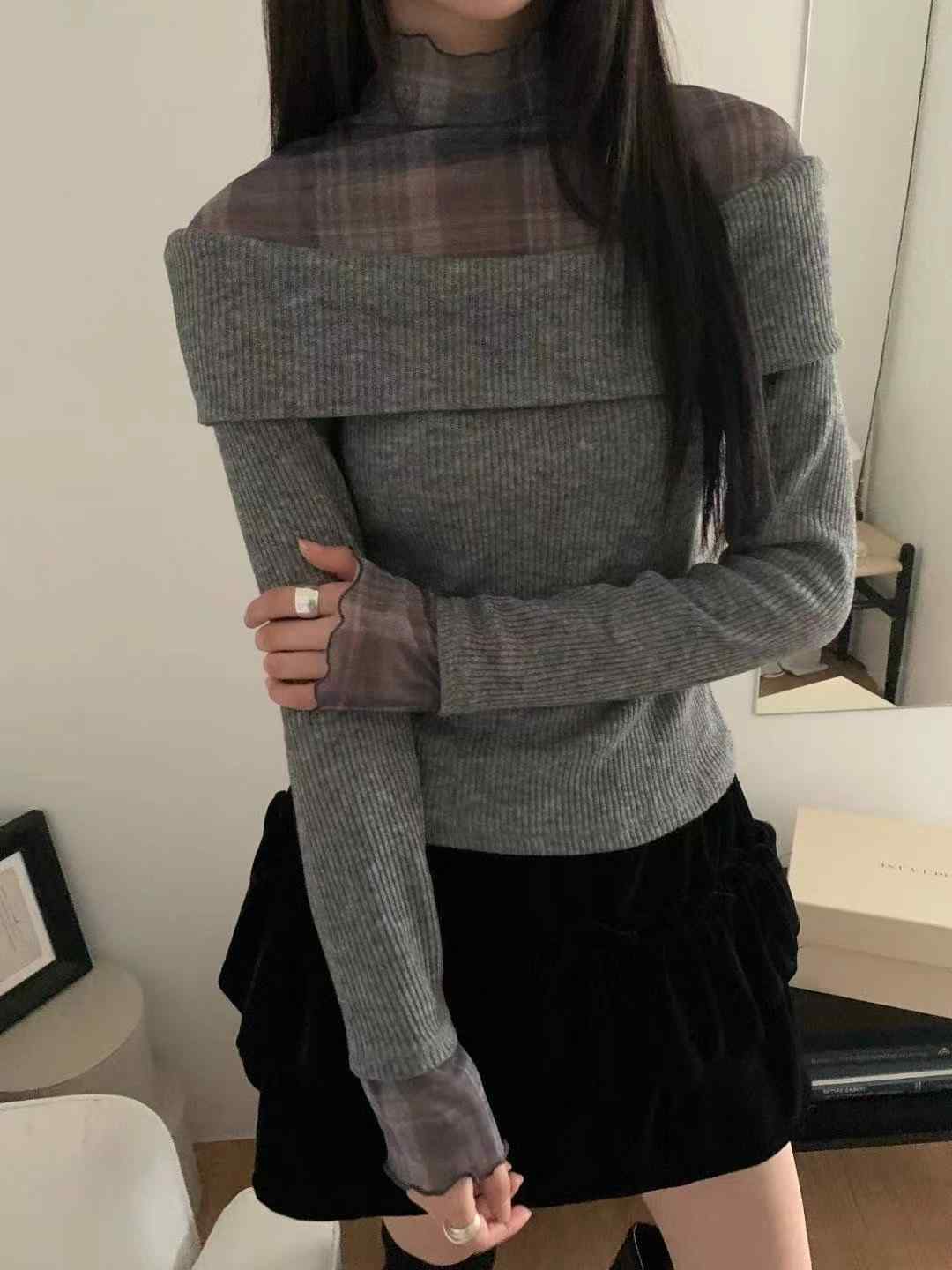 SOEUN E-소은이-T東大門㊣直郵女裝新品熱賣長袖T恤假兩件SOEUN E-소은이-T長袖T恤