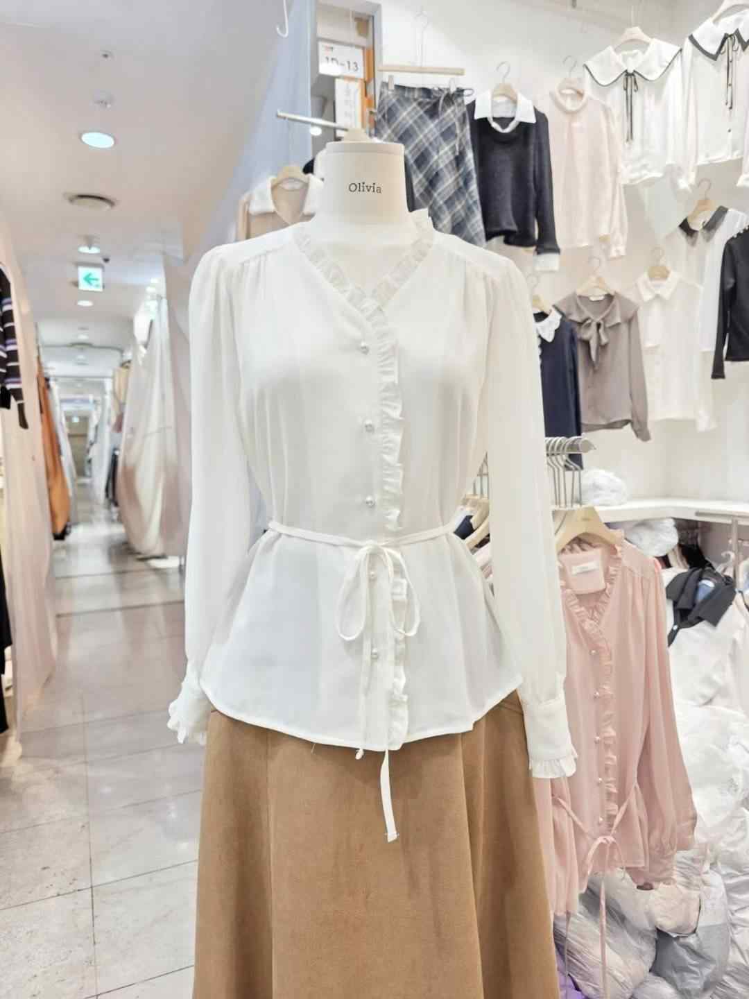 OLIVIA東大門㊣直郵女士新款人氣時尚真品休閑推薦襯衫蕾絲衫OLIVIA襯衫/蕾絲衫