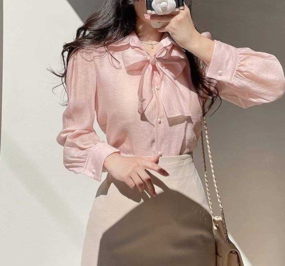 OLIVIA東大門㊣代購女裝新款25秋冬職業推薦時尚襯衫蕾絲衫OLIVIA襯衫/蕾絲衫