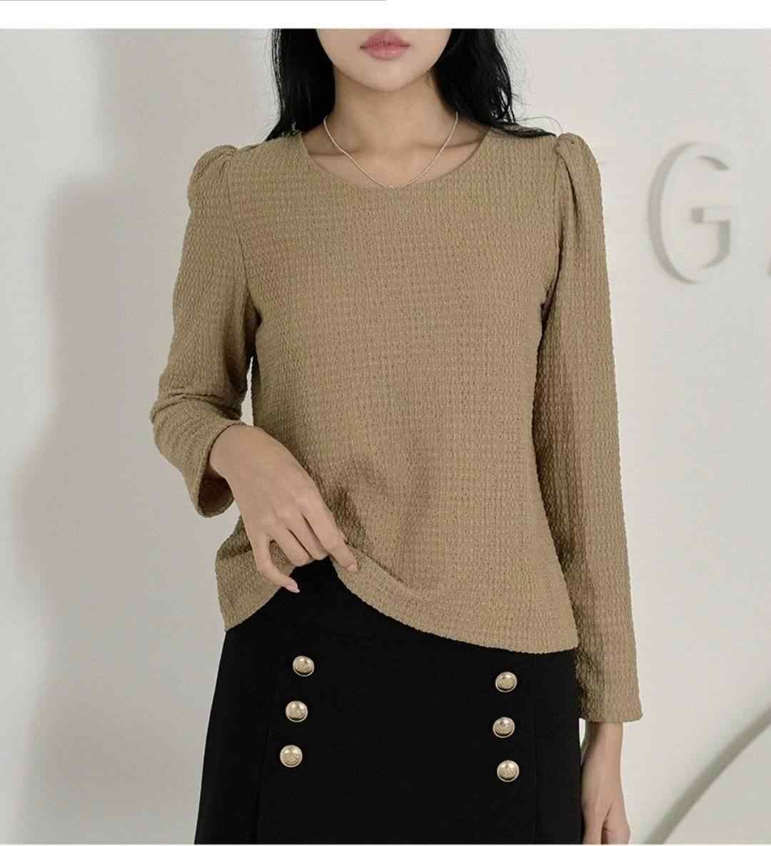 OLIVIA東大門㊣實拍女裝新品真品休閑職業推薦25秋冬長袖T恤刺繡OLIVIA長袖T恤