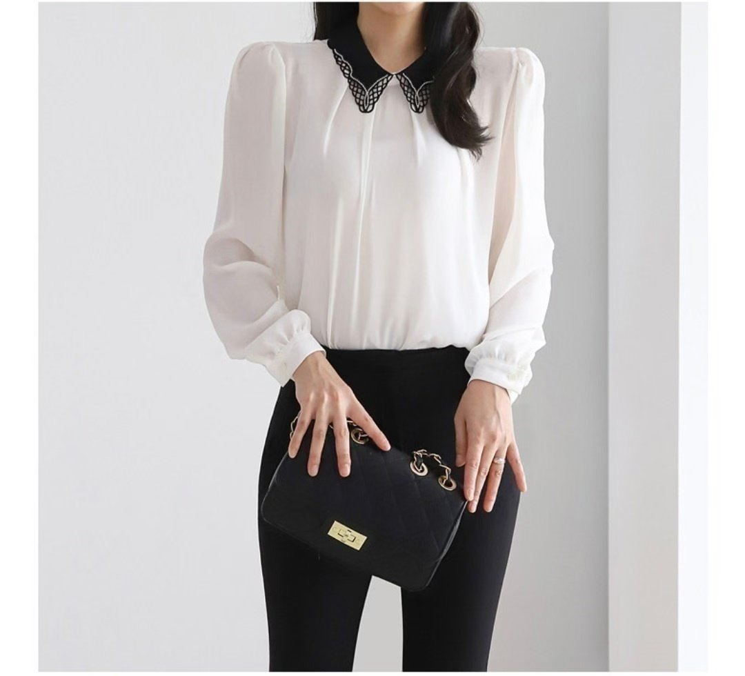 OLIVIA韓國代購㊣女士新款休閑人氣職業25秋冬真品襯衫蕾絲衫OLIVIA襯衫/蕾絲衫