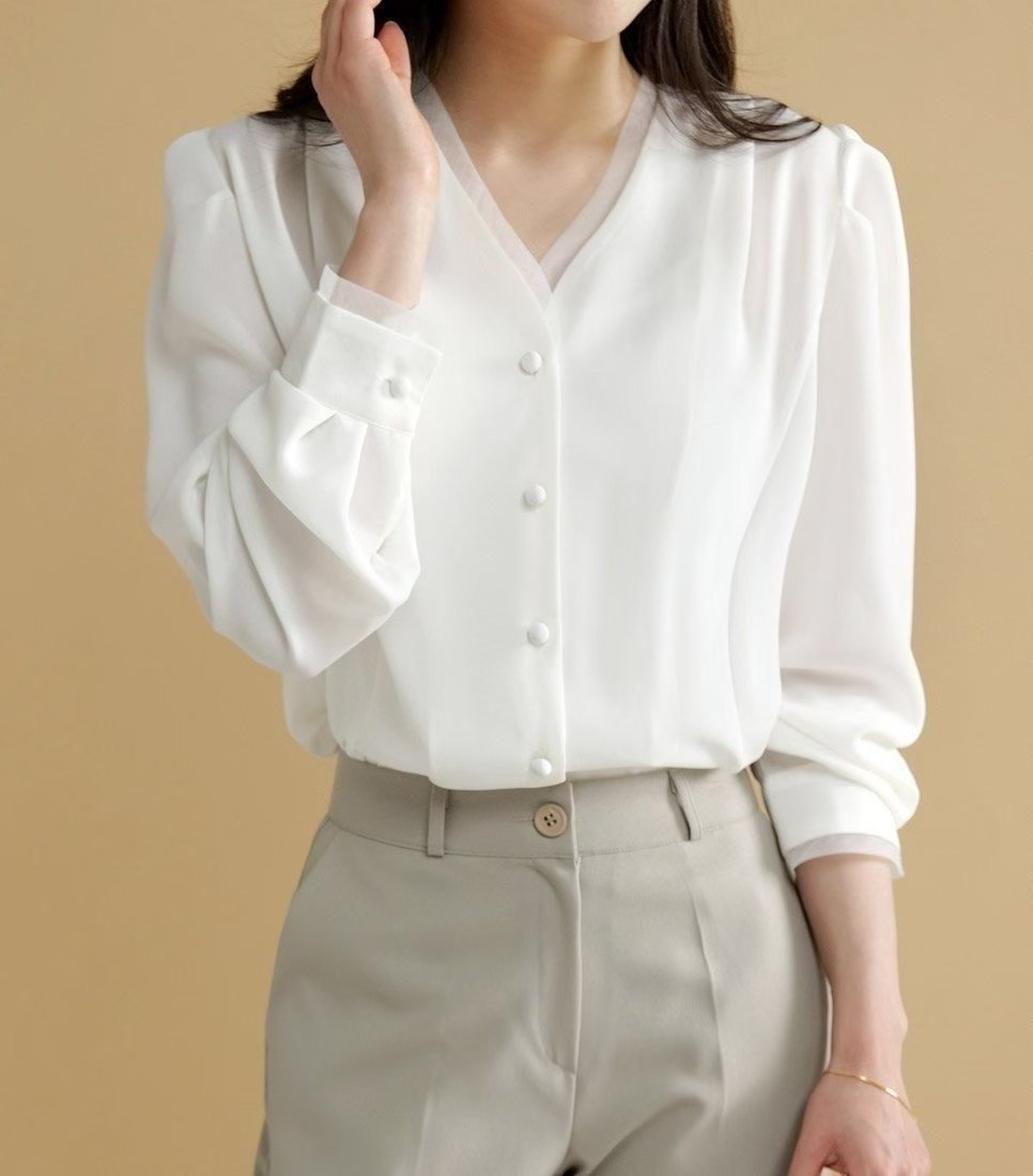 OLIVIA韓國直郵㊣女裝新品時尚熱賣推薦人氣職業襯衫蕾絲衫OLIVIA襯衫/蕾絲衫