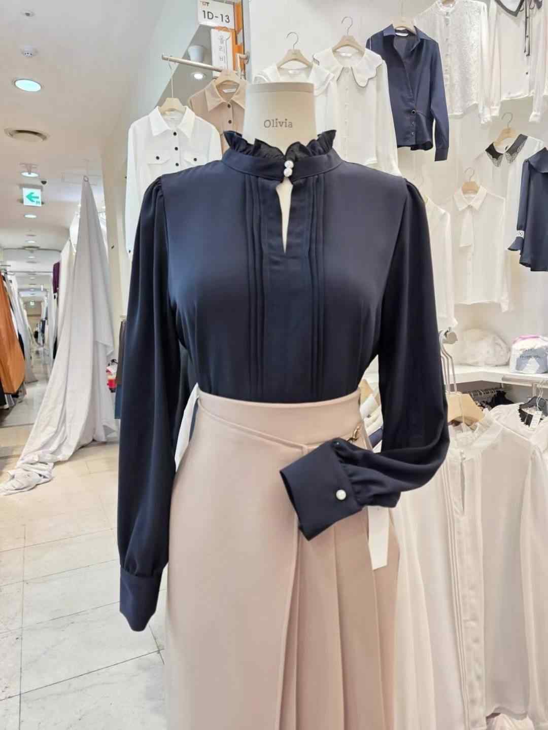 OLIVIA韓國代購㊣女士新款時尚熱賣人氣25秋冬推薦襯衫蕾絲衫OLIVIA襯衫/蕾絲衫