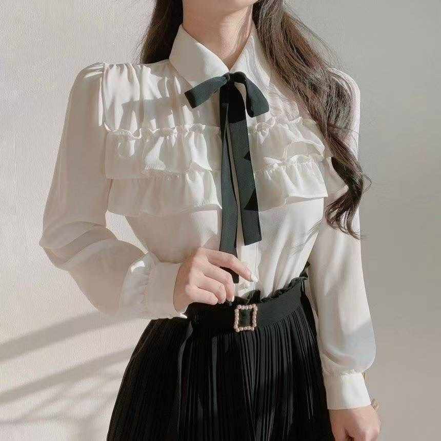 OLIVIA東大門㊣實拍女士新款25秋冬熱賣職業休閑襯衫蕾絲衫OLIVIA襯衫/蕾絲衫