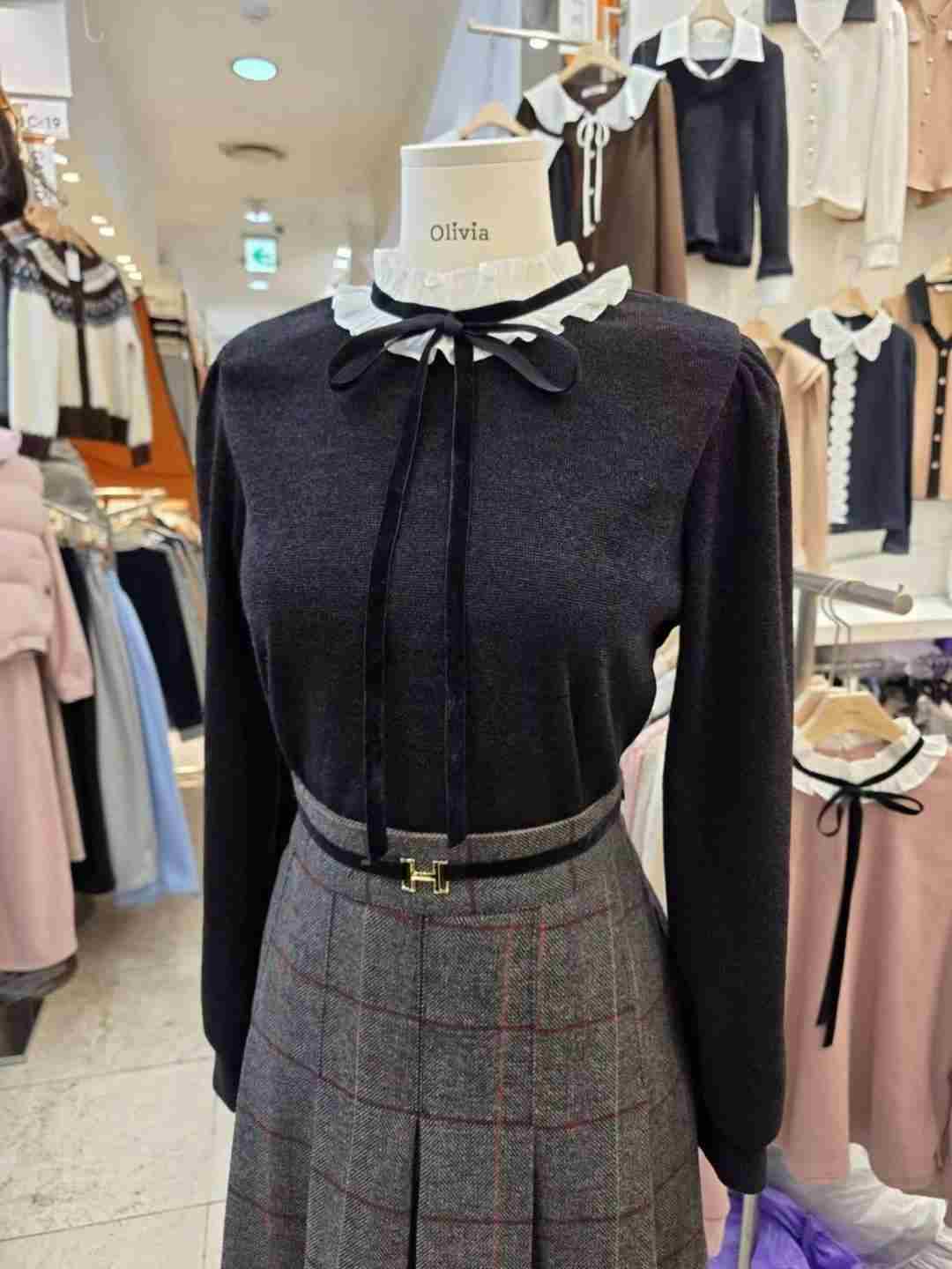 OLIVIA韓國直郵㊣女裝新款真品熱賣職業休閑25秋冬襯衫蕾絲衫OLIVIA襯衫/蕾絲衫