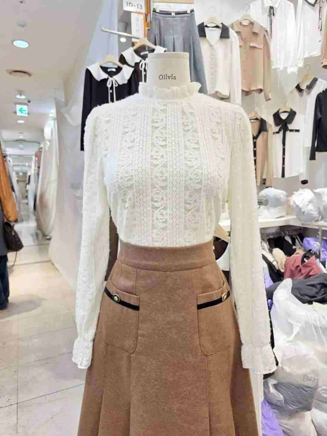 OLIVIA東大門㊣實拍女士新款熱賣25秋冬時尚推薦襯衫蕾絲衫OLIVIA襯衫/蕾絲衫