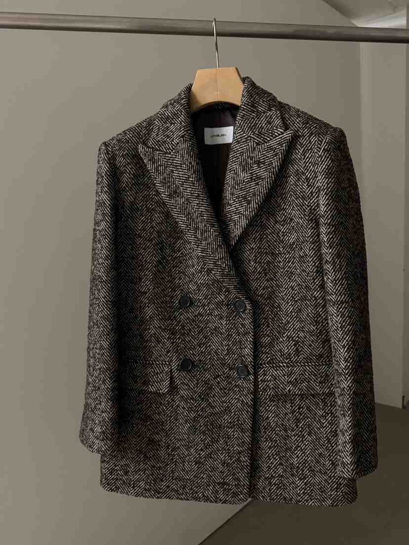 LOWBURN東大門㊣代購女裝新款真品熱賣時尚推薦夾克人字紋雙層LOWBURN夾克