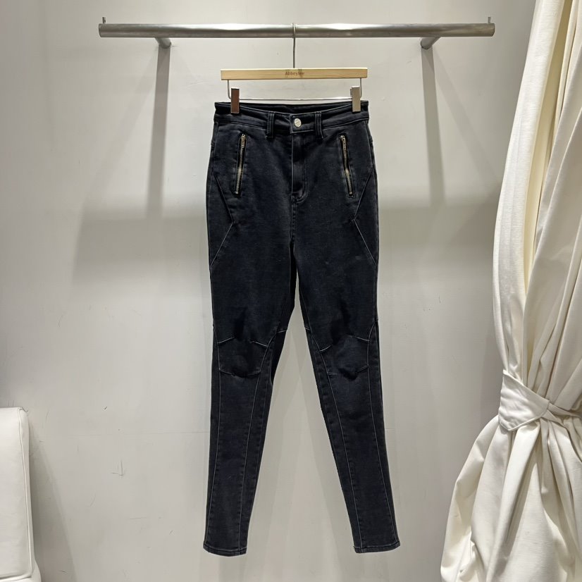 ABBEYLEE東大門㊣直郵女裝新品25秋冬時尚牛仔褲緊身褲拉鏈ABBEYLEE牛仔褲
