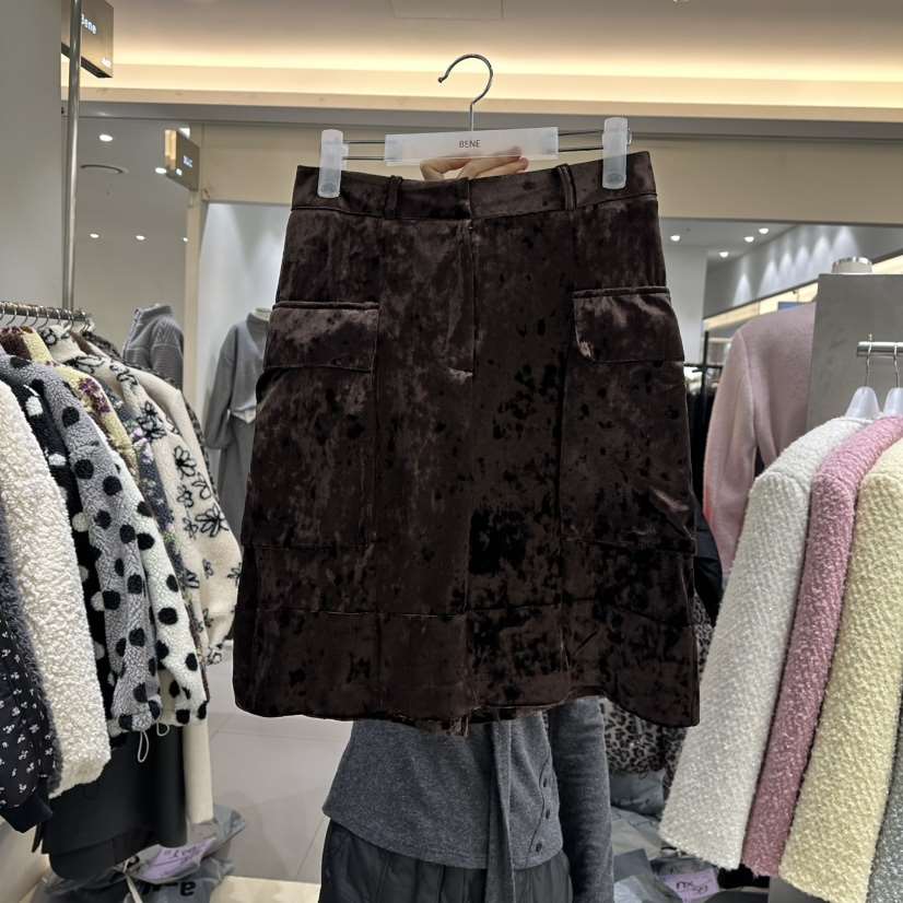 BENE韓國直郵㊣女士新品熱賣真品時尚休閑25秋冬裙褲天鵝絨BENE裙褲