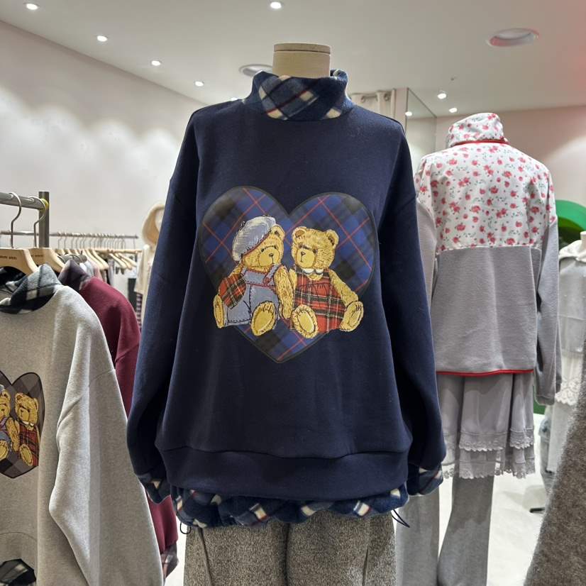 MINI UNNI東大門㊣直郵女裝新品人氣真品時尚衛衣假兩件加絨MINI UNNI衛衣