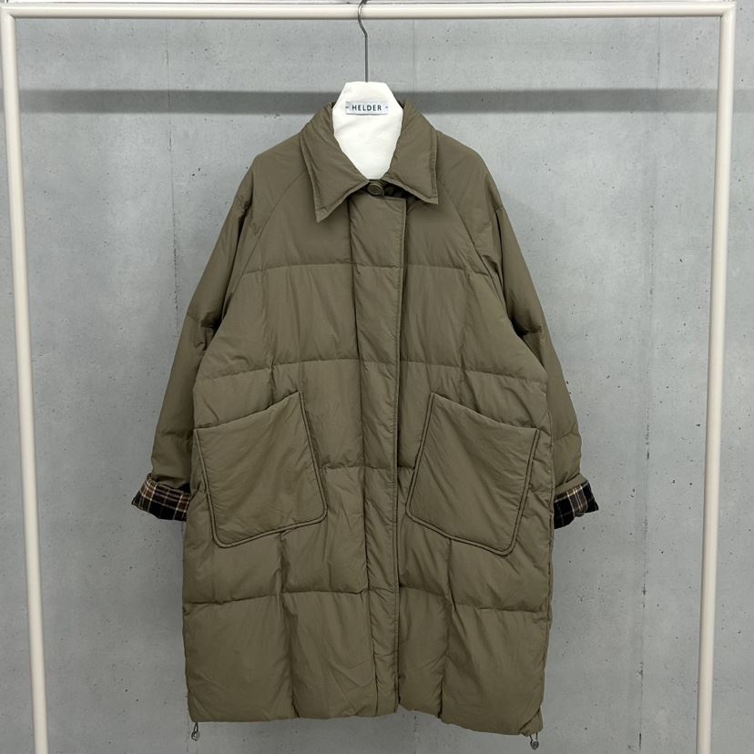 HELDER-P韓國直郵㊣女裝新品職業熱賣人氣長款羽絨服格紋鴨絨HELDER長款羽絨服