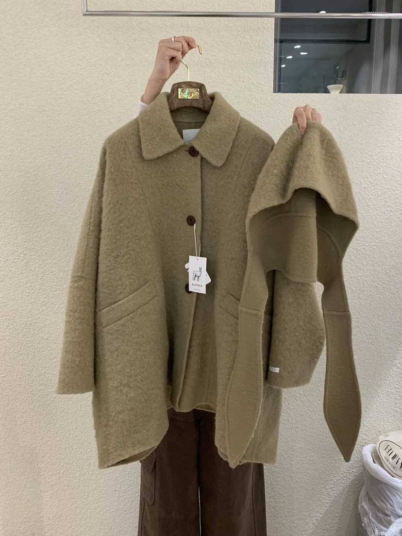 EMPTY東大門㊣直郵女士新款25秋冬休閑熱賣真品中長款大衣連帽EMPTY中長款大衣