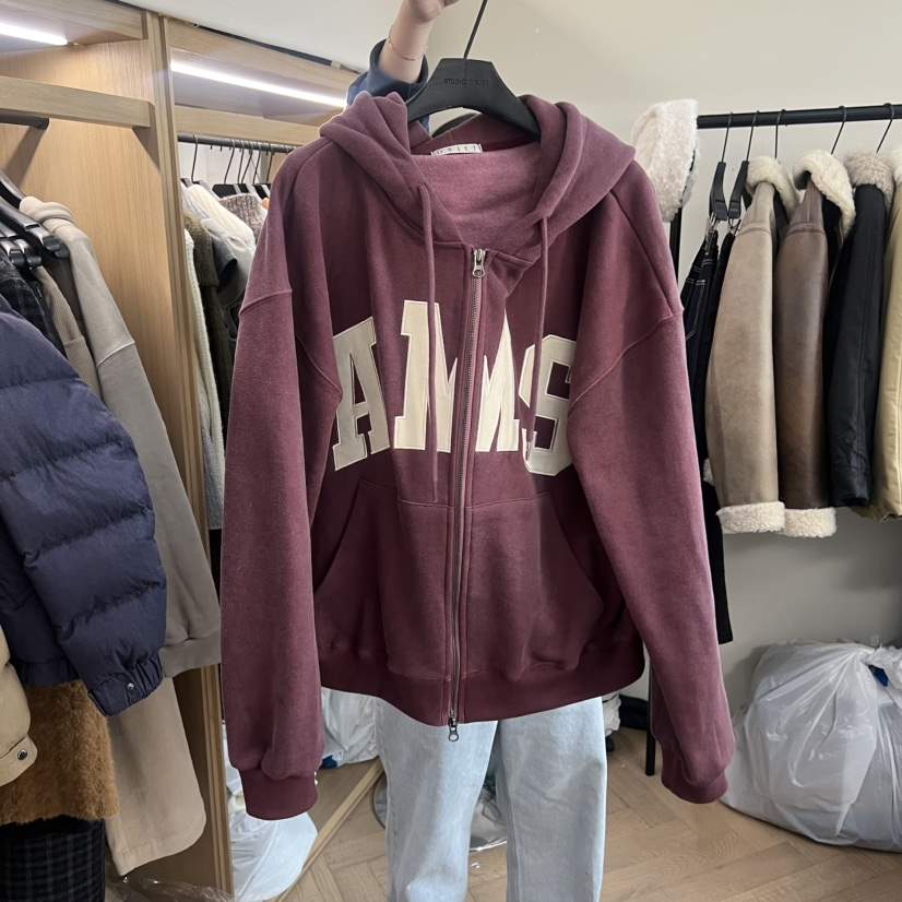 OBJET東大門㊣實拍女士新款人氣真品推薦時尚25秋冬夾克加絨love us u/OBJET夾克