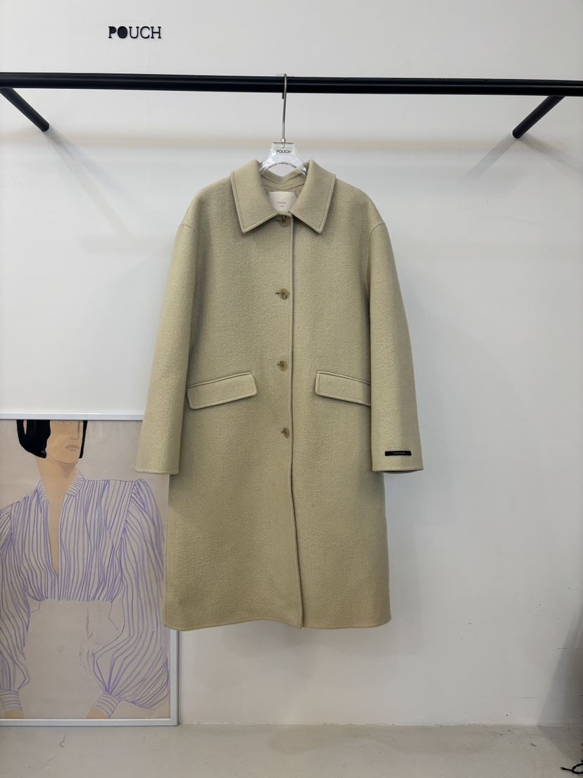 POUCH東大門㊣實拍女裝新款熱賣休閑時尚25秋冬人氣中長款大衣POUCH中長款大衣
