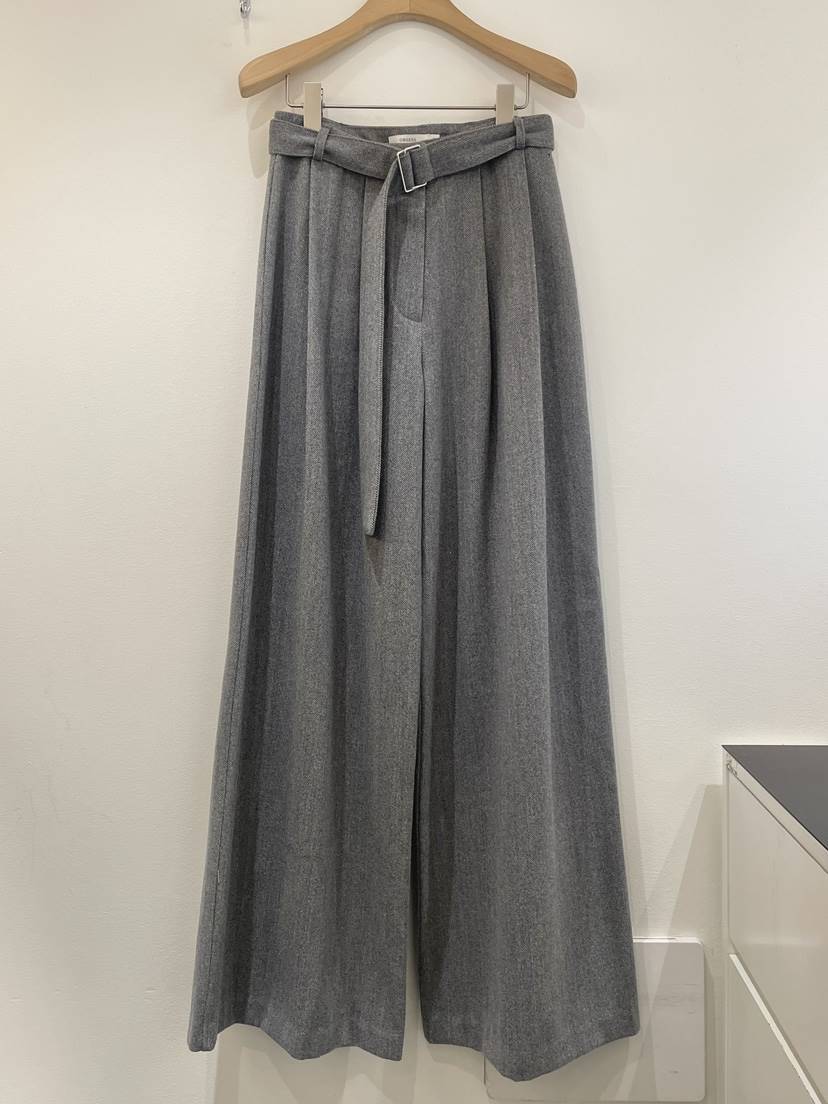 OBSESS韓國代購㊣女裝新款推薦人氣休閑褲人字紋含腰帶羊毛OBSESS/EARLY BIRD休閑褲