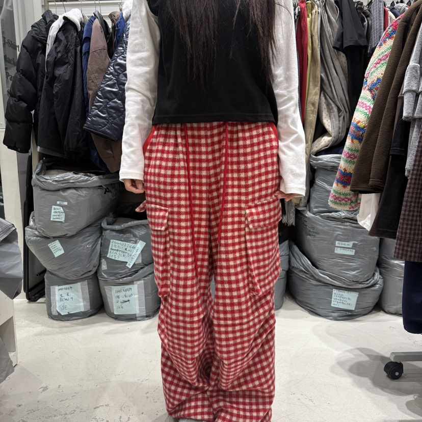 BRICKLANE東大門㊣直郵女裝新品25秋冬職業休閑褲加絨羊毛格子BRICKLANE休閑褲