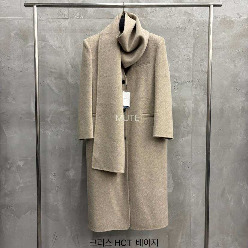 MUTE-P韓國代購㊣女士新品熱賣真品推薦職業中長款大衣含圍巾MUTE中長款大衣