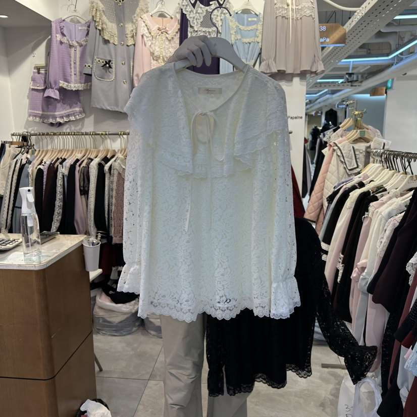 PAPA韓國直郵㊣女士新款休閑時尚25秋冬推薦職業襯衫蕾絲衫PaPa/HALMADE襯衫/蕾絲衫