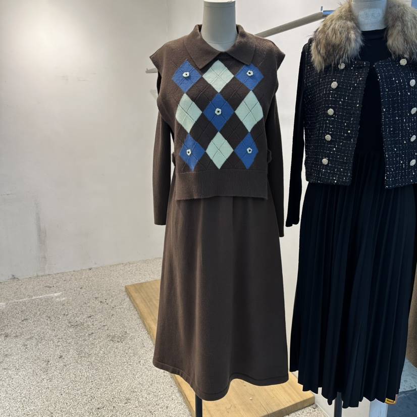 BIKINI東大門㊣實拍女裝新品25秋冬休閑推薦職業時尚連衣裙BIKINI連衣裙