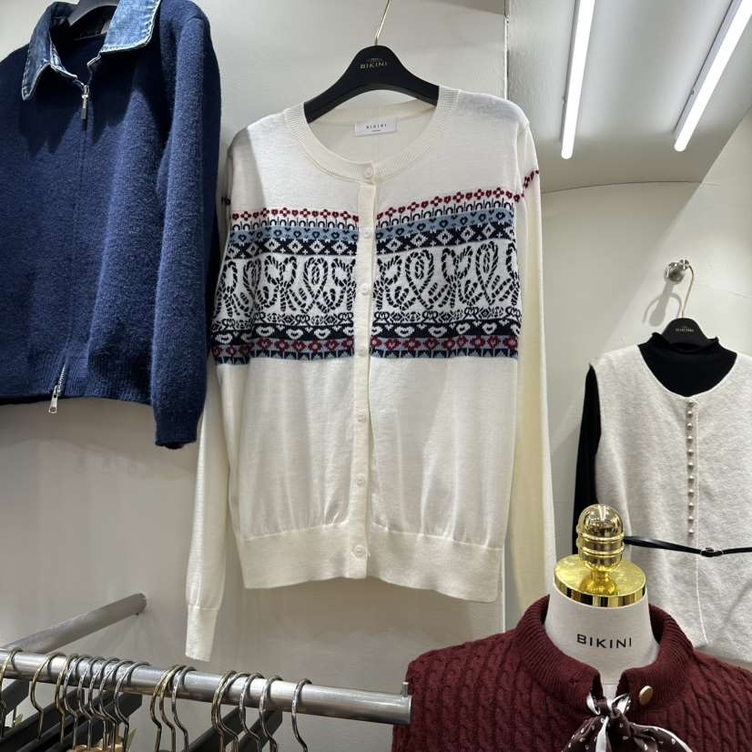 BIKINI東大門㊣代購女裝新品休閑25秋冬真品推薦針織衫刺繡BIKINI針織衫
