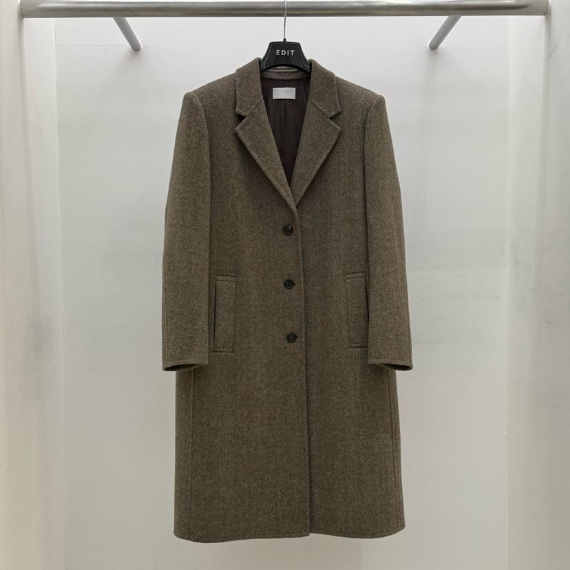 EDIT韓國代購㊣女裝新款25秋冬熱賣人氣時尚休閑中長款大衣EDIT中長款大衣