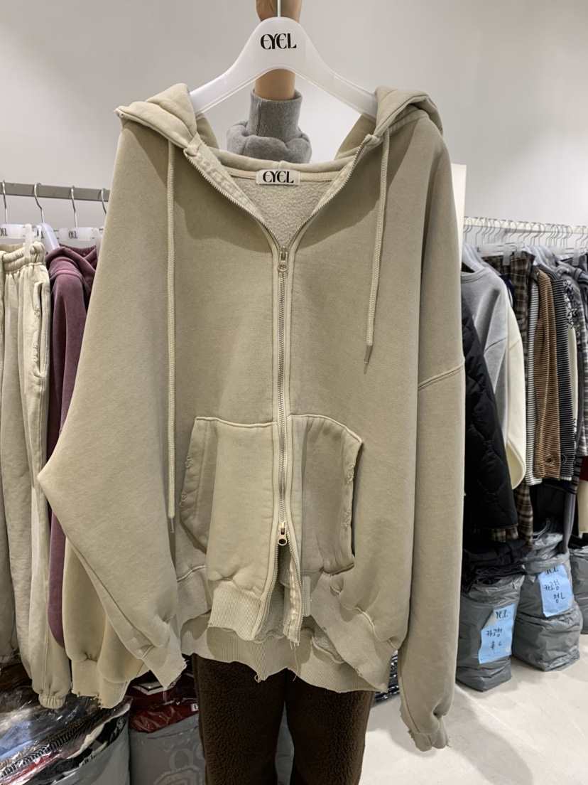 EYEL東大門㊣實拍女裝新款熱賣職業25秋冬衛衣拉鏈豬皮連帽EYEL衛衣