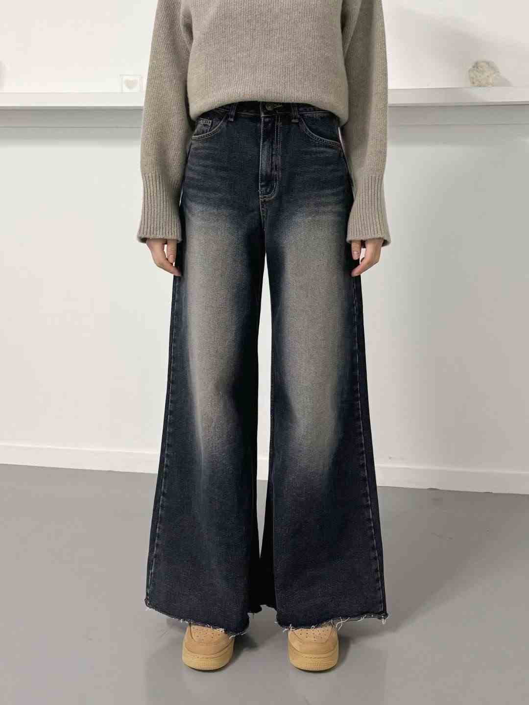 DOUBLEM東大門㊣實拍女裝新款推薦真品時尚25秋冬牛仔褲加絨DOUBLEM牛仔褲