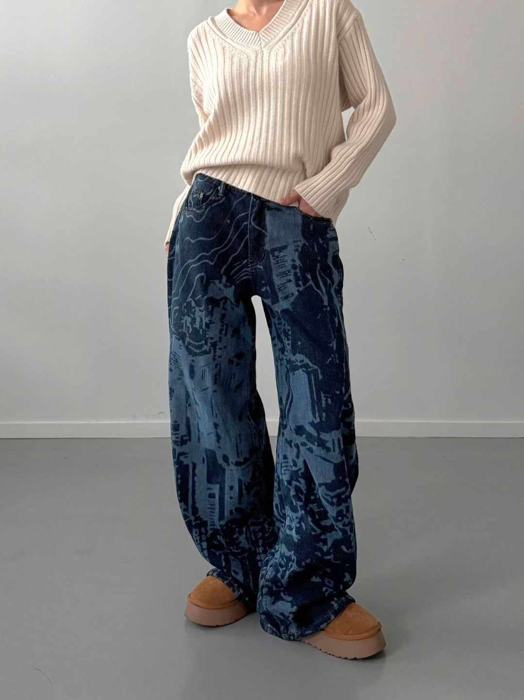 DOUBLEM東大門㊣直郵女裝新品人氣25秋冬真品休閑推薦牛仔褲DOUBLEM牛仔褲