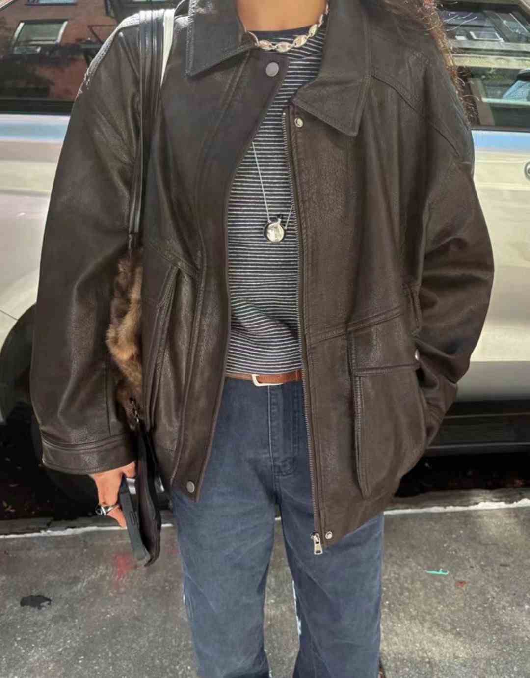 MELMEONT東大門㊣實拍女裝新款推薦休閑熱賣真品25秋冬皮衣MELMEONT皮衣