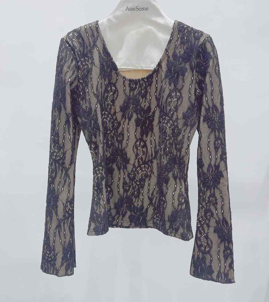 AWESOME-P東大門㊣實拍女裝新品職業人氣25秋冬長袖T恤蕾絲AWESOME-P長袖T恤