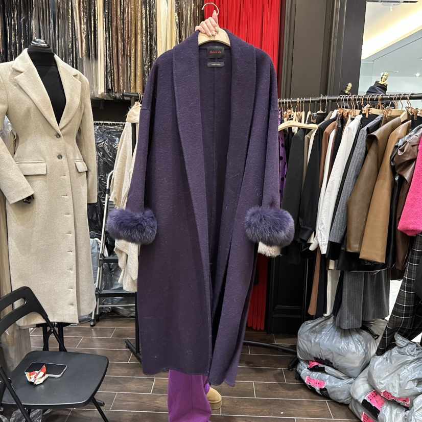 HERISH-HAUTE韓國代購㊣女士新品休閑推薦中長款大衣披肩狐貍HERISH-HAUTE中長款大衣
