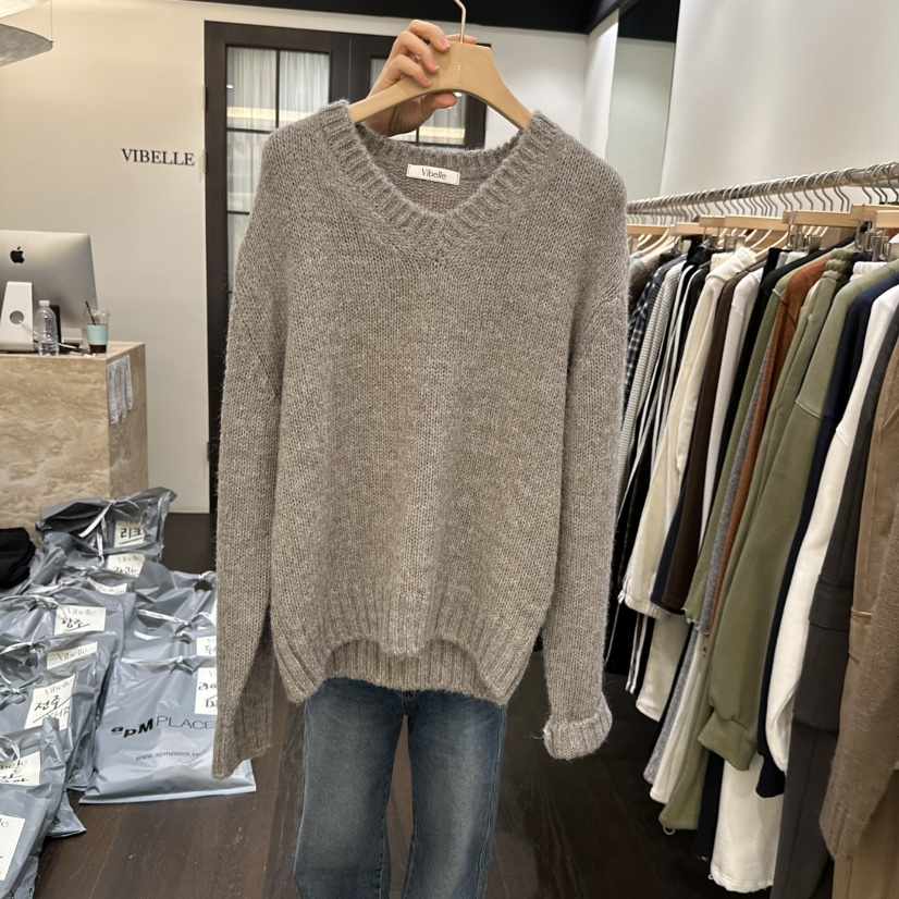 VIBELLE東大門㊣直郵女裝新款時尚休閑職業推薦針織衫不含腰帶VIBELLE針織衫