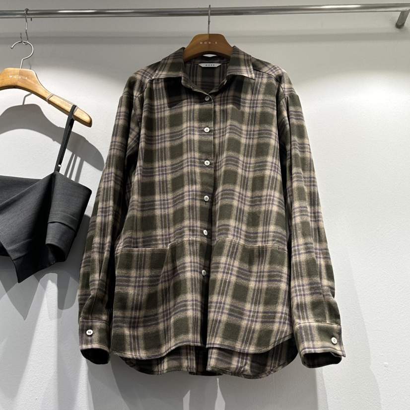 MODS-Q東大門㊣代購女士新款推薦25秋冬時尚襯衫蕾絲衫格子MODS-Q襯衫/蕾絲衫