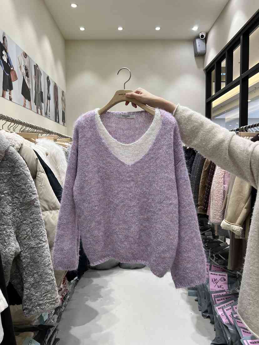 MARIE MARIE東大門㊣代購女裝新款25秋冬時尚針織衫假兩件MARIE MARIE針織衫