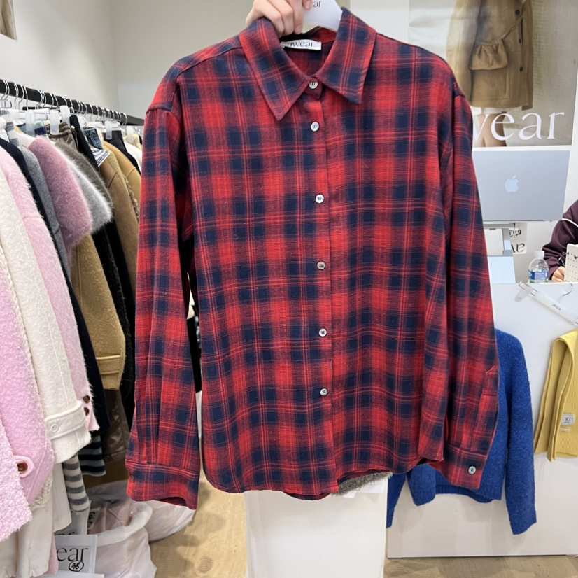 RUMIRU/AWEAR東大門㊣代購女裝新品休閑時尚襯衫蕾絲衫格子awear/RUMIRU襯衫/蕾絲衫