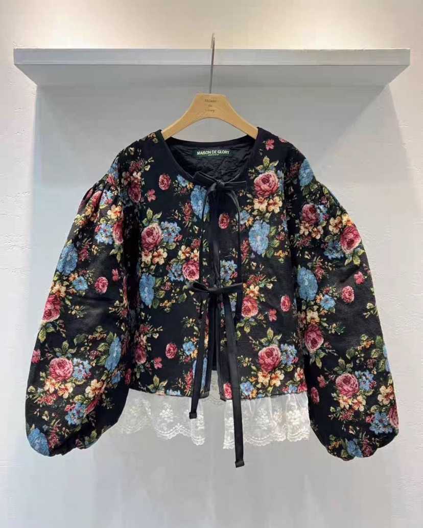 MAISONDEGLORY韓國代購㊣女士新品熱賣時尚人氣夾克花朵填充棉MAISON DE GLORY夾克
