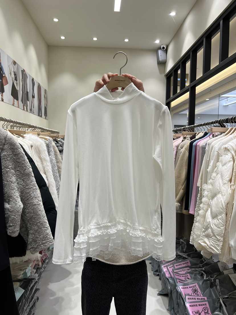 MARIE MARIE韓國代購㊣女裝新款推薦人氣休閑25秋冬長袖T恤蕾絲MARIE MARIE長袖T恤