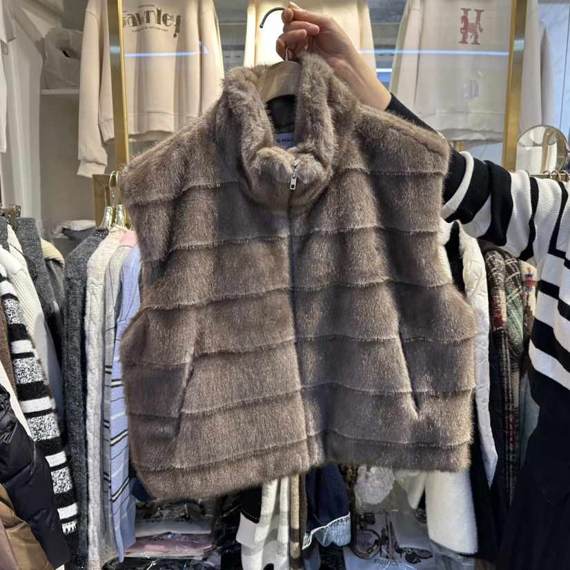 COCO HOLIC東大門㊣實拍女裝新品休閑25秋冬職業真品馬甲毛皮COCO HOLIC馬甲