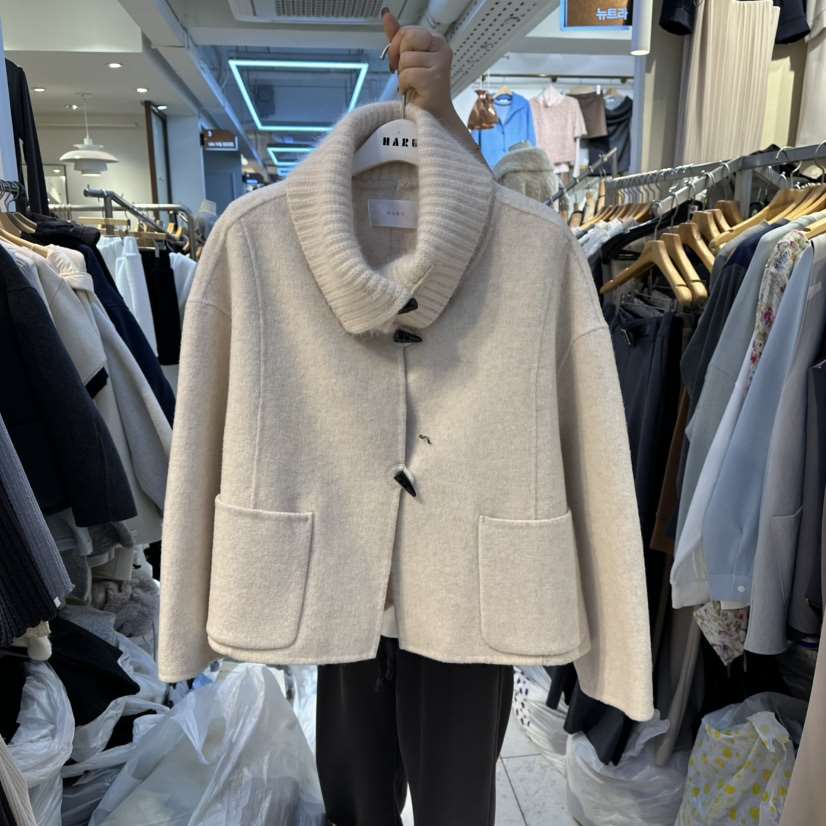 HARU-Q東大門㊣直郵女士新款時尚人氣熱賣25秋冬短款大衣手工HARU-Q短款大衣