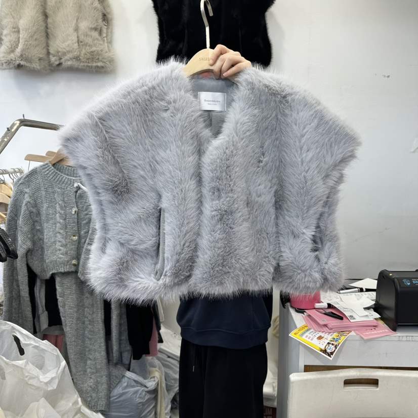 SAGE BRUSH東大門㊣實拍女士新款人氣25秋冬真品時尚馬甲皮草SAGE BRUSH馬甲