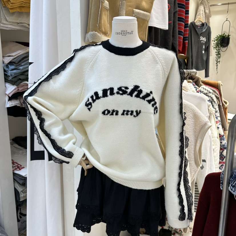 UNDERSTAR_VINTAGE韓國代購㊣女裝新款推薦職業真品針織衫蕾絲UNDERSTAR_VINTAGE針織衫