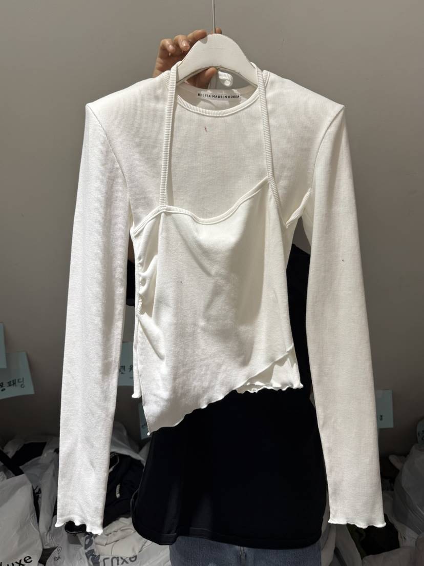BELITA-L韓國代購㊣女士新品推薦25秋冬休閑長袖T恤假兩件BELITA-L長袖T恤