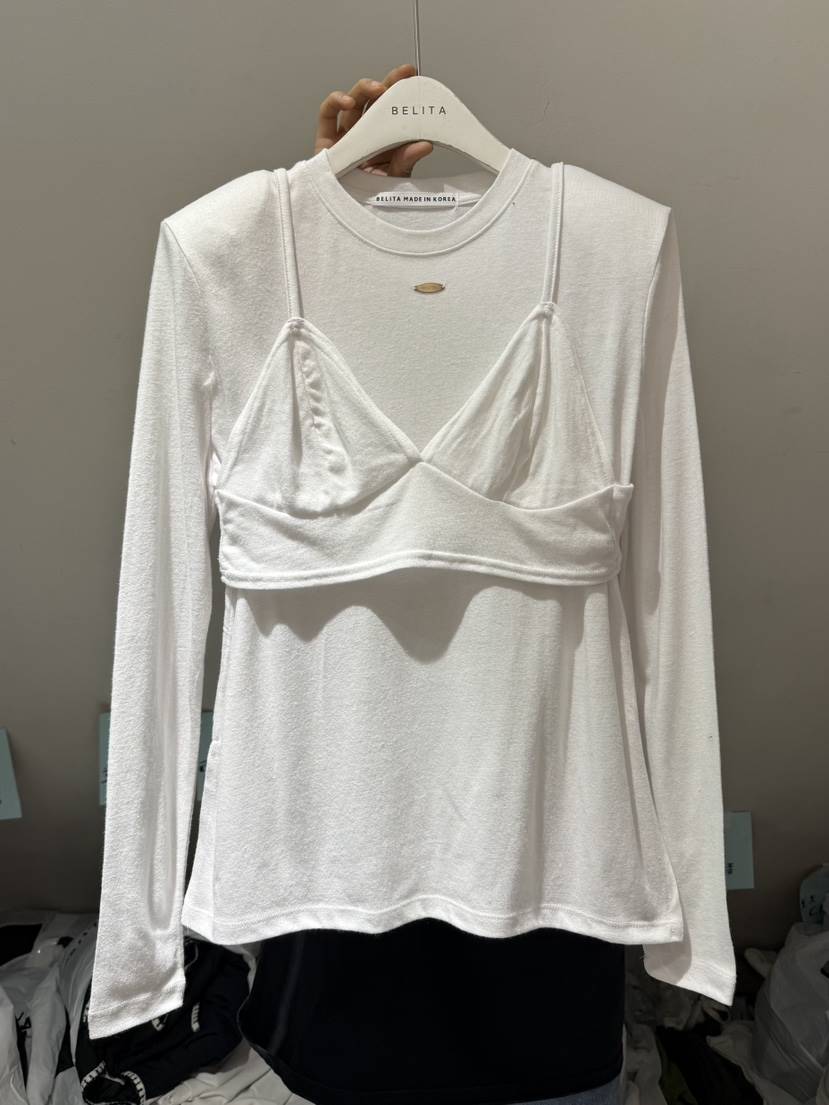 BELITA-L東大門㊣實拍女裝新品25秋冬長袖T恤安哥拉假兩件羊毛BELITA-L長袖T恤