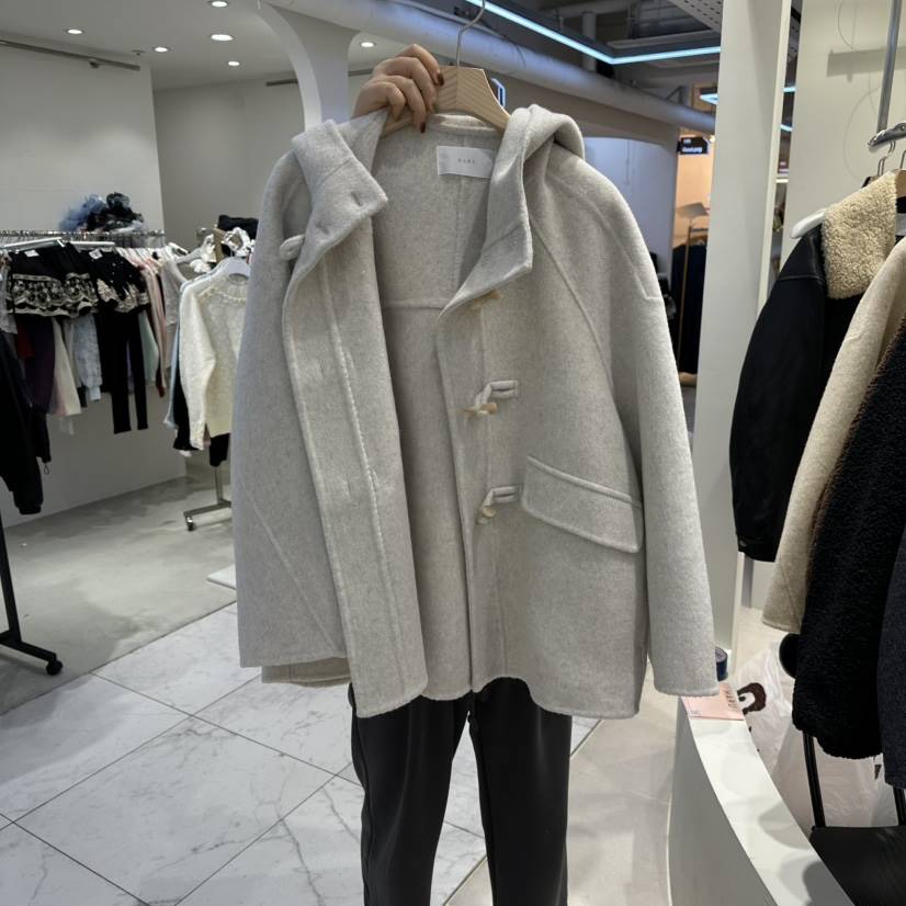 HARU-Q東大門㊣代購女裝新品時尚25秋冬熱賣短款大衣手工編織HARU-Q短款大衣