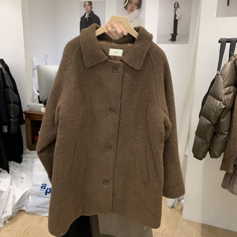 OURIN東大門㊣實拍女士新款職業25秋冬人氣中長款大衣羊駝絨OURIN中長款大衣