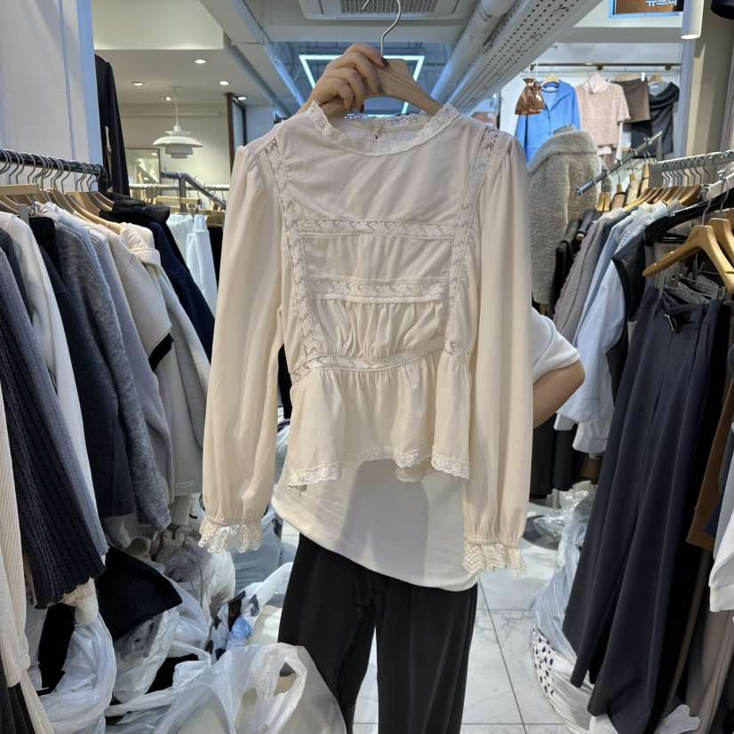 HARU-Q東大門㊣代購女士新品真品25秋冬時尚熱賣襯衫蕾絲衫HARU-Q襯衫/蕾絲衫